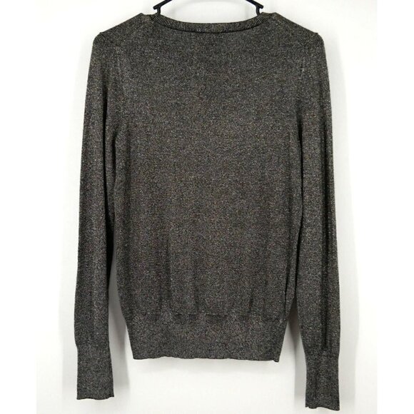 NWT Ann Taylor Metallic Crewneck Sweater Gold Silver S - Picture 2 of 2